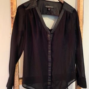 Sheer black top - Leather + Copper Studs